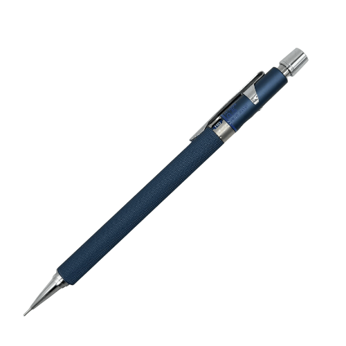 Pilot H-1095 vintage versatil kalem lacivert tırtıklı gövde, tam boy görünüm, 0.5 mm
