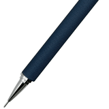 Pilot H-1095 kalemin tırtıklı lacivert gövdesi ve krom koni ucu yakın çekim, 0.5 mm