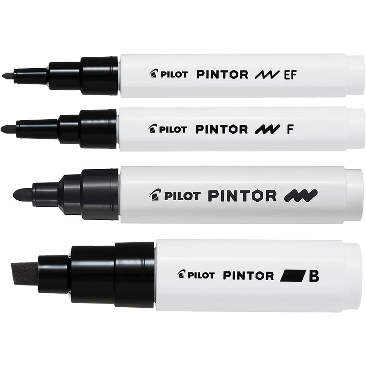 Pilot Pintor uç kalınlıkları: Extra Fine, Fine, Medium ve Broad