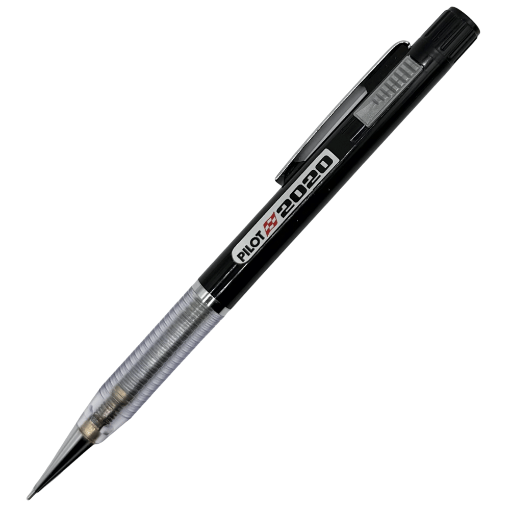 Pilot 2020 ilk versiyon vintage versatil kalem, siyah gövde ve şeffaf yivli kavrama, tam boy, 0.5 mm