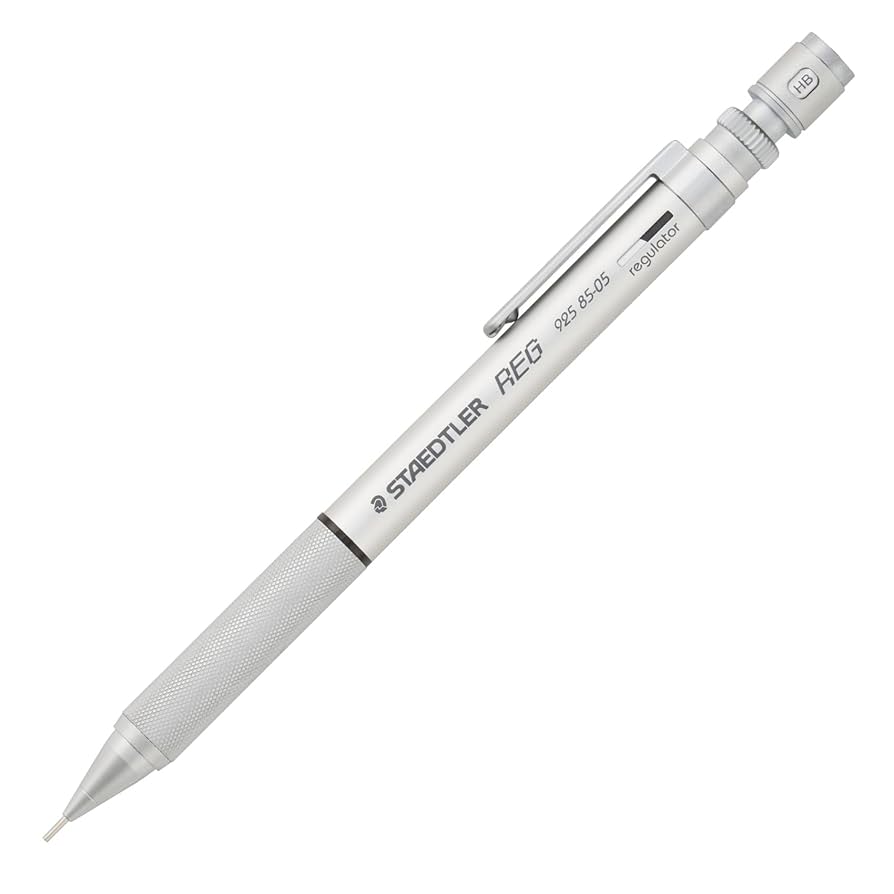 Staedtler REG 925 85-05 versatil kalem gümüş gövde, tırtıklı kavrama ve HB göstergesi, 0.5 mm