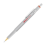 Rotring 800 gümüş gövdeli versatil kalem, tırtıklı kavrama ve altın rengi uç kovanı, 0.7 mm