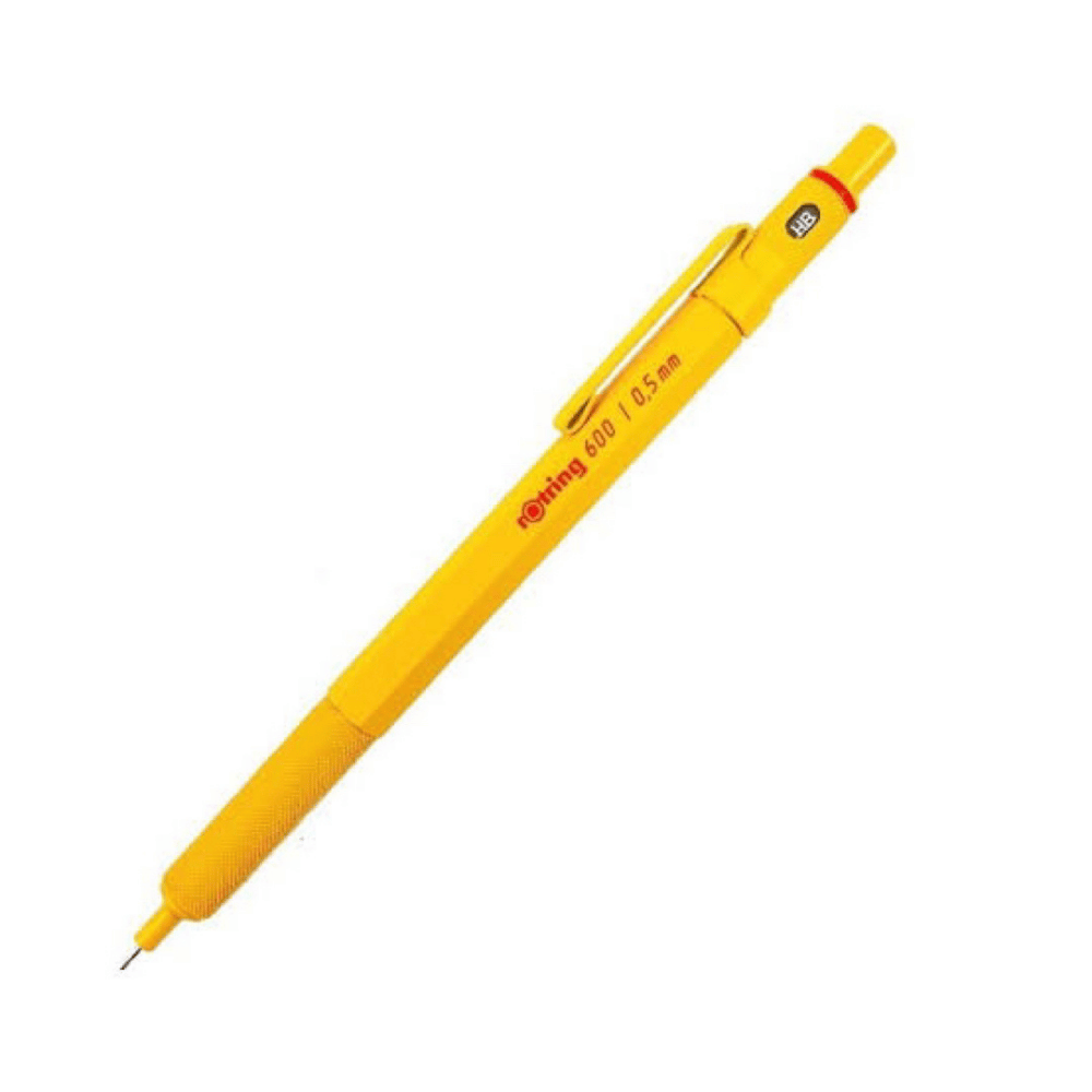 Rotring 600 LOFT versatil kalem sarı altıgen gövde, HB göstergeli başlık, tam boy, 0.5 mm