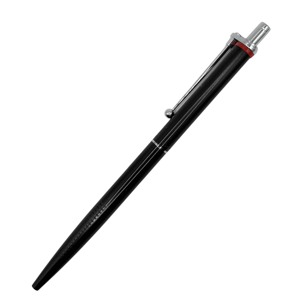 Rotring 700 vintage versatil kalem parlak siyah gövde, krom klips ve kırmızı halka, çapraz tam boy, 0.5 mm