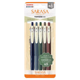 Zebra Sarasa Vintage Color jel kalem 5'li set ambalajı; lacivert, gri mavi, yeşil, kahve ve bordo