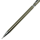 Tombow SH500SS kalemin alt yarısı ve krom koni ucu, düz metalik gövde