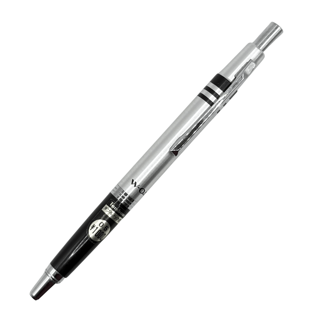 Tombow W vintage versatil kalem çelik gövde ve siyah alt bölüm, Japonca fiyat etiketi, 0.5 mm