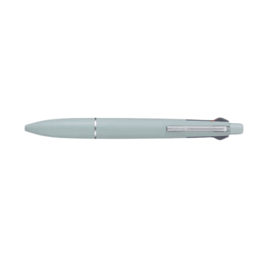 Uni Jetstream 4&1 Lite mavi gri gövde, yatay tam boy görünüm, metal klips ve renk seçme itecekleri