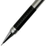 Tombow Dimple siyah noktalı lastik kavrama ve krom koni ucu yakın çekim, 0.5 mm