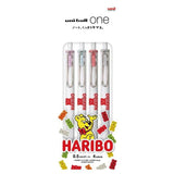 Uni-ball One Haribo Edition 4'lü jel kalem seti ambalajında, ayıcık görselli kapak, 0.5 mm