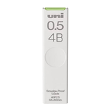 Uni 0.5 mm 4B Smudge-Proof uç tüpü, yeşil kapaklı beyaz ambalaj, 40 adet 0.5x60 mm uç