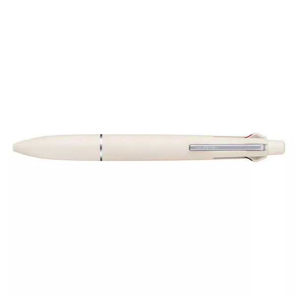 Uni Jetstream 4&1 Lite beyaz gövde, yatay tam boy görünüm, metal klips ve renk itecekleri