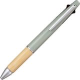 Uni Jetstream 4&1 açık yeşil gövde, bambu kavrama ve gümüş klips, çapraz tam boy