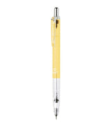 Zebra Delguard Light versatil kalem şeffaf sarı gövde ve krom başlık, tam boy görünüm, 0.5 mm